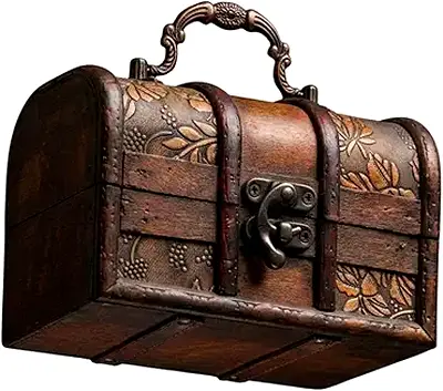 Antique-Style Decorative Wooden Treasure box-14L x 9W x 9H centimeters