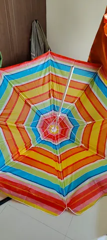 Colorful Striped Beach and Garden Umbrella