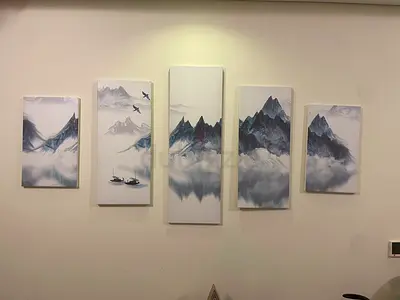 Set of 5 Minimalist Mountain Canvas Wall Panels / Wall frame / Wall art / Wall painting