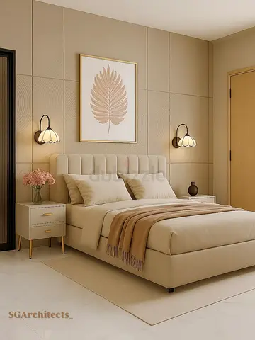 Bed  Set For Sale. Luxury Upholstered Fabric Bed Frame With Mattress