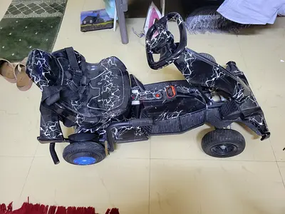 Kids Electric Ride-On Kart with Seat Belt - Black Marble