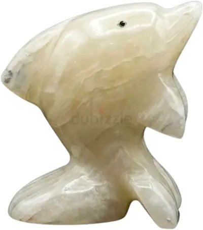 White Onyx Dolphin Figurine - Small Decorative Collectible-4x5x2.5cm