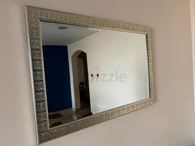 Large Decorative Wall Mirror with Silver Ornate Frame