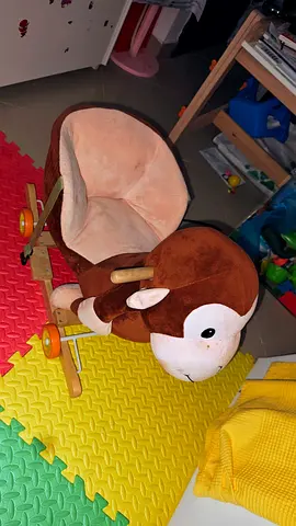 Plush Ride-On Rocking Horse / Push Toy in Good Condition