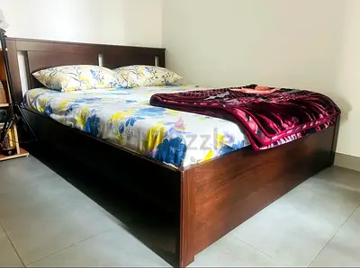 Ikea Wooden Double Bed Frame with Headboard - Good Condition