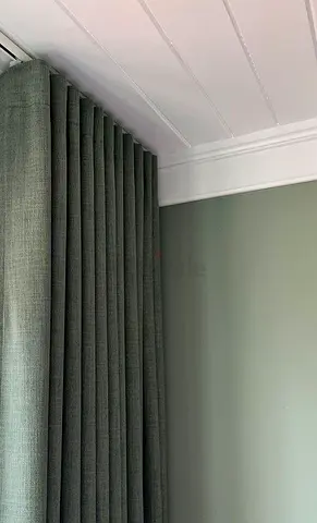 Green full-length fabric curtains in excellent condition - single panel set