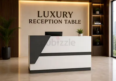 Modern Reception Desk with Pedestal Drawer – White Office Reception Table