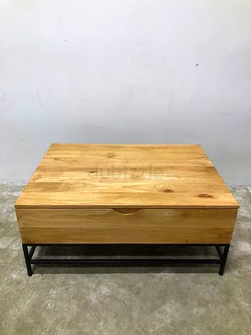 solid wood storage pop-up coffee table