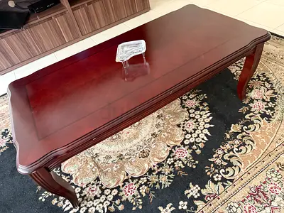 Solid Wood Rectangular Coffee Table - Classic Dark Mahogany Finish