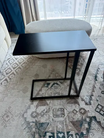 Black Metal Side Table / Laptop Desk - Compact Modern Design