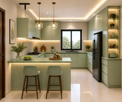 Modern Sage Green Kitchen Cabinets