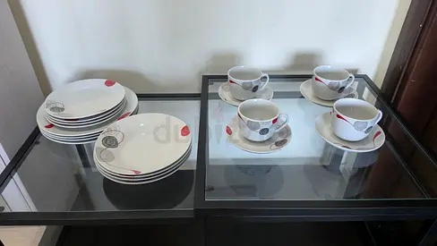Used Dinnerware Set - Plates and Cups (12 plates and 4 tea mugs)