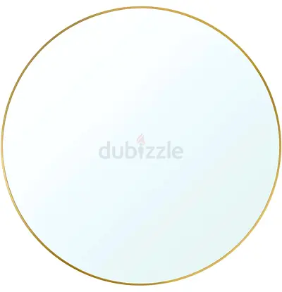 Large Round Wall Mirror with Slim Gold Frame