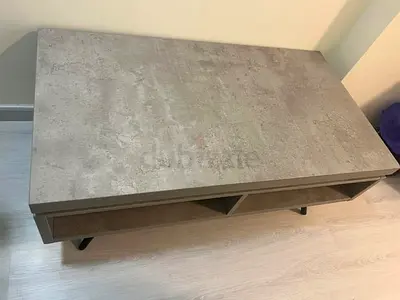 Modern low coffee table with storage - concrete finish