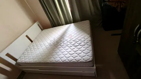 IKEA Queen Size bed frame with huge storage and with mattress - great condition for just 300