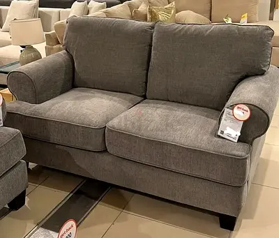 Comfortable 2-Seater Grey Fabric Sofa - Good Condition