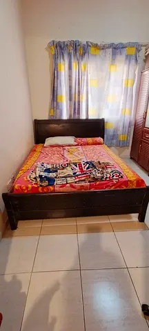 Wooden Double Bed with Headboard - Good Condition