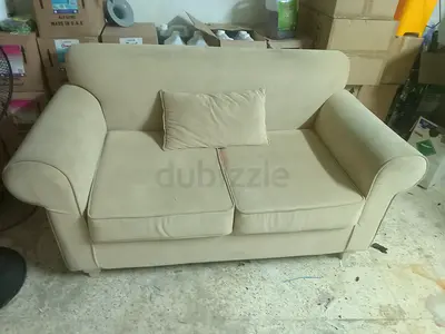 Two Seater Sofa in Beige Fabric