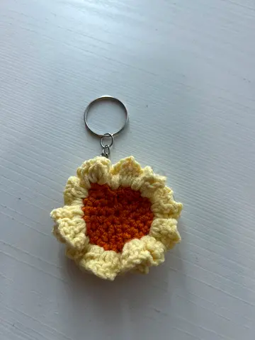 Handmade Crochet Sunflower Keychain