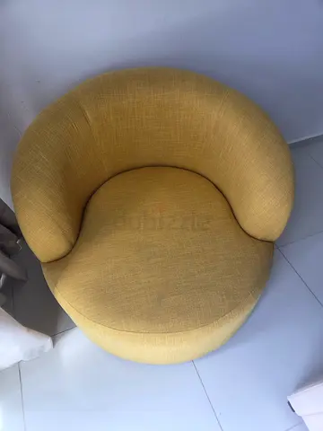 Modern Curved Yellow Accent Lounge Chair - Good Condition