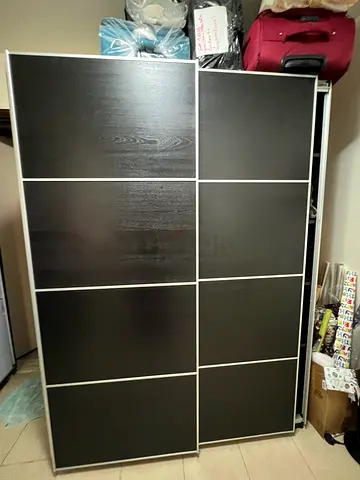 Modern IKEA PAX Wardrobe with KOMPLEMENT interior organizers and MEHAMN Sliding Doors