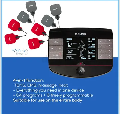 Beurer 4-in-1 Function for Pain Therapy, Muscle Stimulation, Massage and Heat Therapy