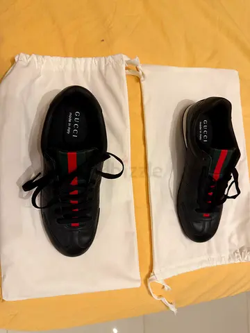 Gucci Black Leather Sneakers with Signature Web - Men’s Size (pre-owned)