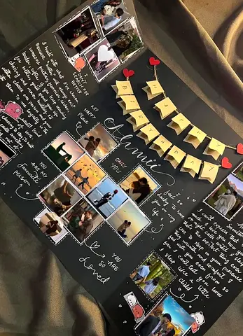 Handmade Photo Memory Board - Personalized Scrapbook Display