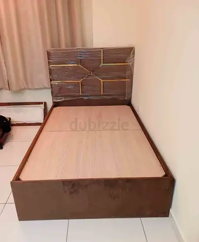 Modern Wooden Single Bed Frame with Patterned Headboard