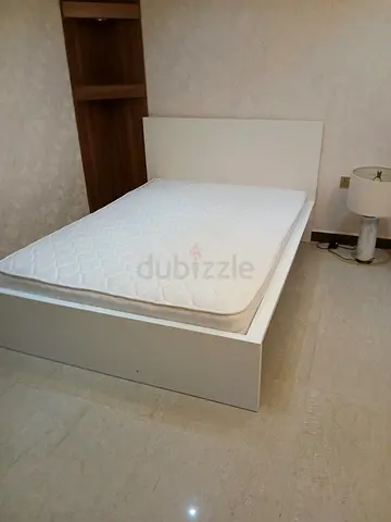 White double bed frame with mattress - good condition