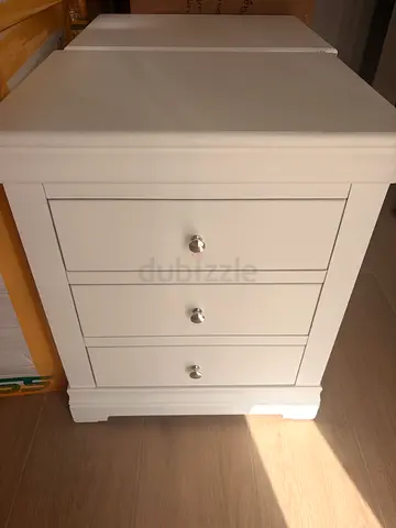 White Three Door Storage Cabinet with Silver Knobs