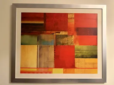 Framed Wall Art - Large Abstract Painting Print in Silver Frame