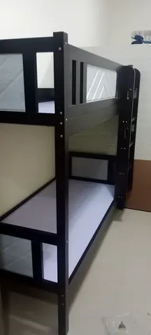 Solid Wood Bunk Bed - Dark Finish, Twin over Twin, Good Condition