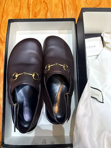 Gucci River Horsebit brown leather slippers (Size 8 41-42 eu)