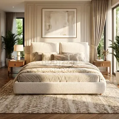 King Size Upholstered Bed with Headboard