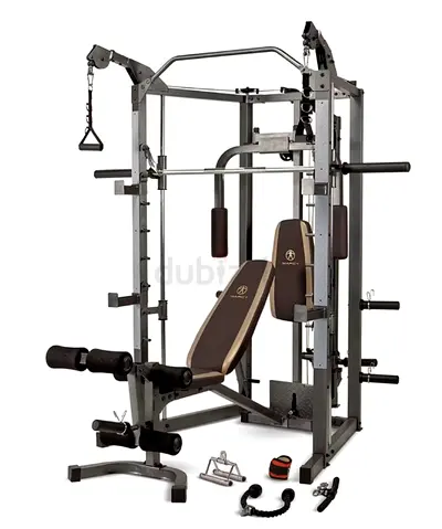 ALL IN ONE Multi-Function Home Gym Smith Machine with Bench and Pulley Full Body Work out