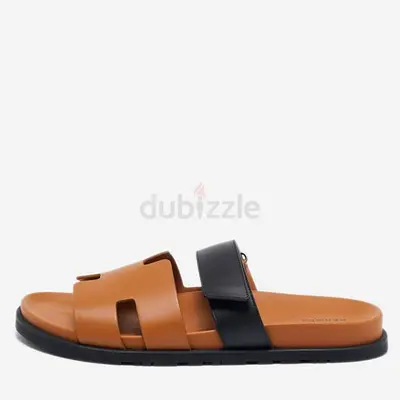 Hermes Black/Brown Leather Chypre Sandals Size 41