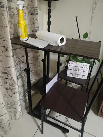Small Bedside Mobile End Table with Wheels - Dark Wood