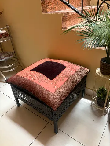 IKEA Wicker Outdoor Bench with Cushioned Seat - Excellent Condition (only used indoors)