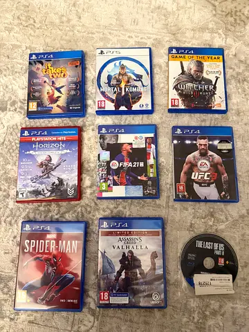 Collection of 8 PS5/4 Games - Mortal Kombat 1 , Spider-Man, Assassins Creed Valhalla, FIFA, More