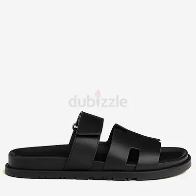 Hermes Chypre Sandal Size 42 Noir Calfskin