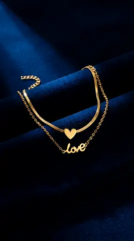 Gold-tone layered Love heart anklet - light wear