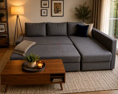 Modern Grey L-Shaped Sofa Bed
