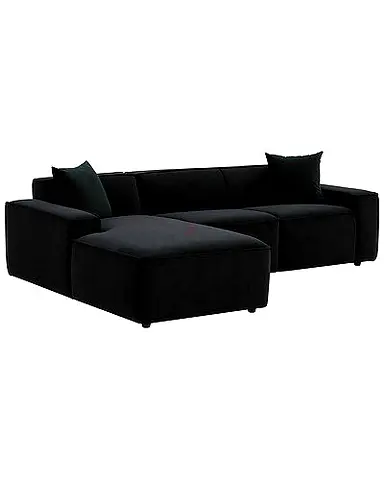 Black L-shaped Modular Sofa with Ottoman