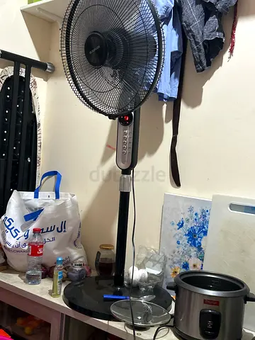 Black Pedestal Stand Fan with Adjustable Height