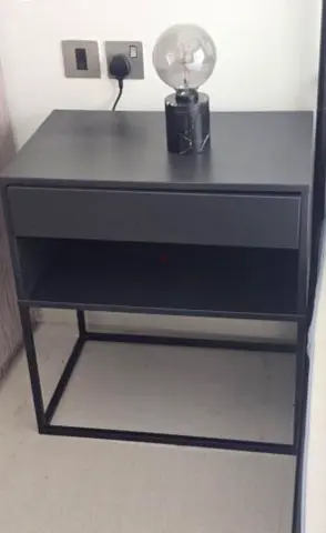 Yellow Side Table and Black Bedside Table Pair