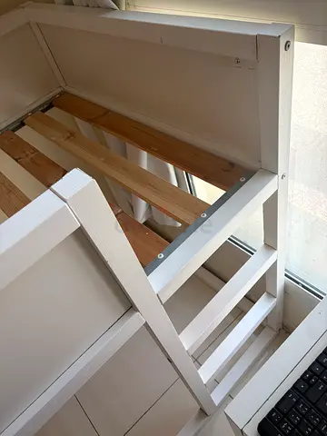White Wooden Loft Bed Frame (single) with Slats that can be switched