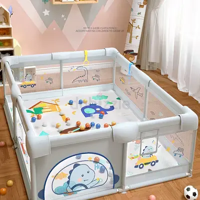Large Baby Playpen with Padded Mat and Activity Mesh Walls