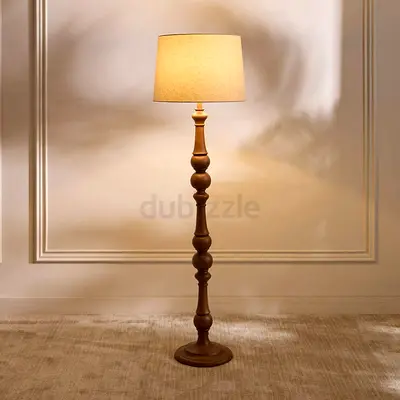 Gannet Resin Floor Lamp - 156 cm - Beige/Wood Finish
