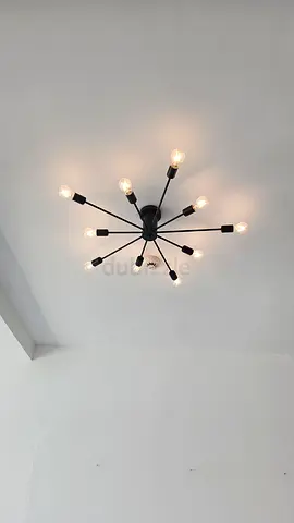 Modern Sputnik Ceiling Light Fixture - 10 Bulb Black